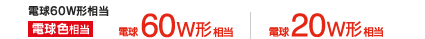 電球60W相当　電球色相当　直下照度は60ｗ形相当?明るさは20ｗ形相当