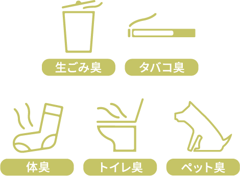 生ごみ臭 タバコ臭 体臭 トイレ臭 ペット臭