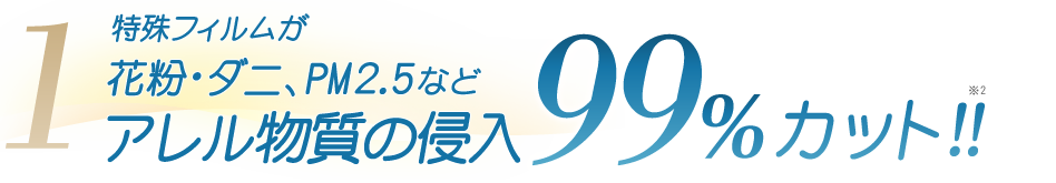 アレル物質の侵入を99％カット