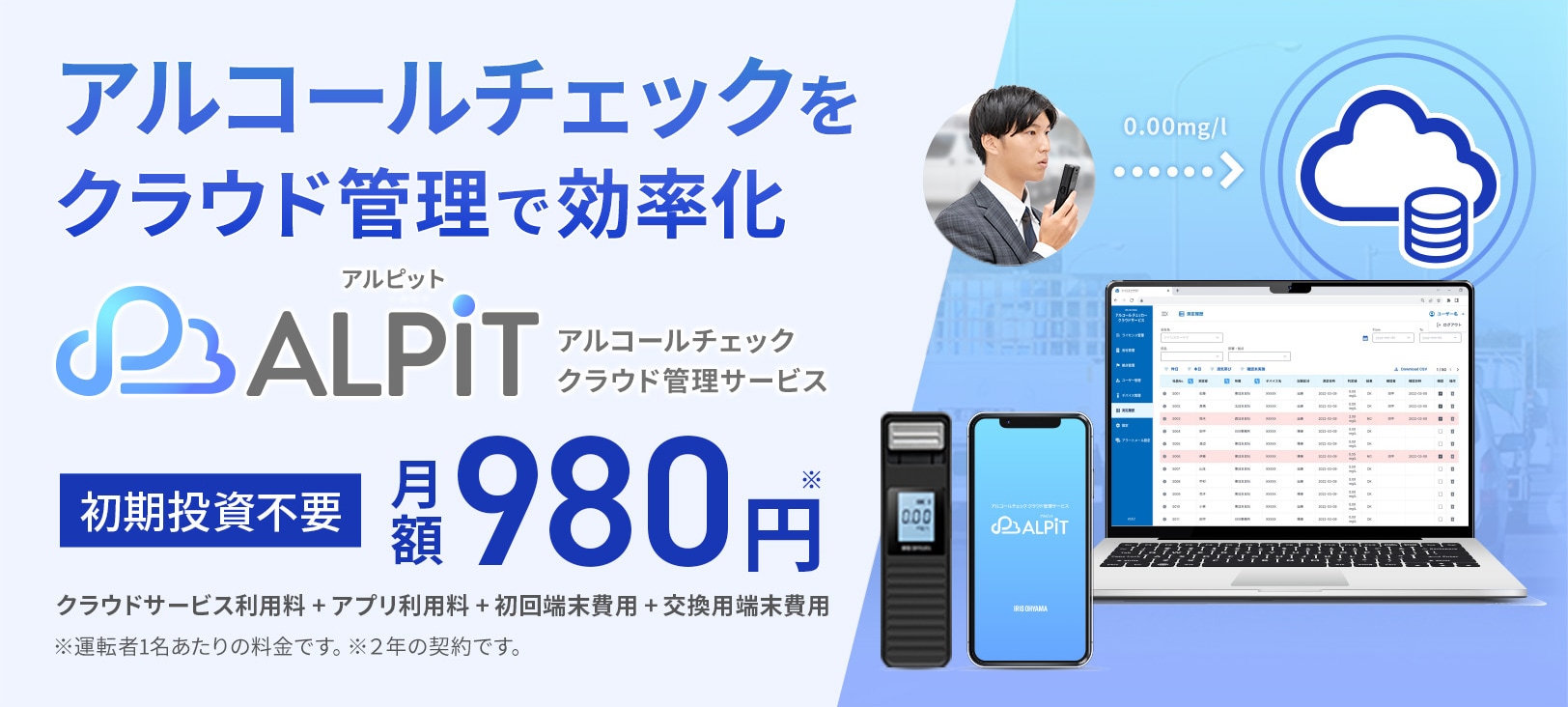 アルコールチェック クラウド管理サービス「ALPiT」