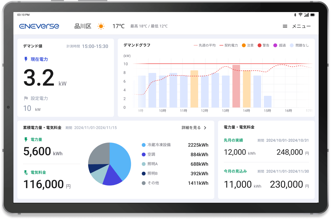 電力モニタリングサービスを使用したタブレットのイメージ写真