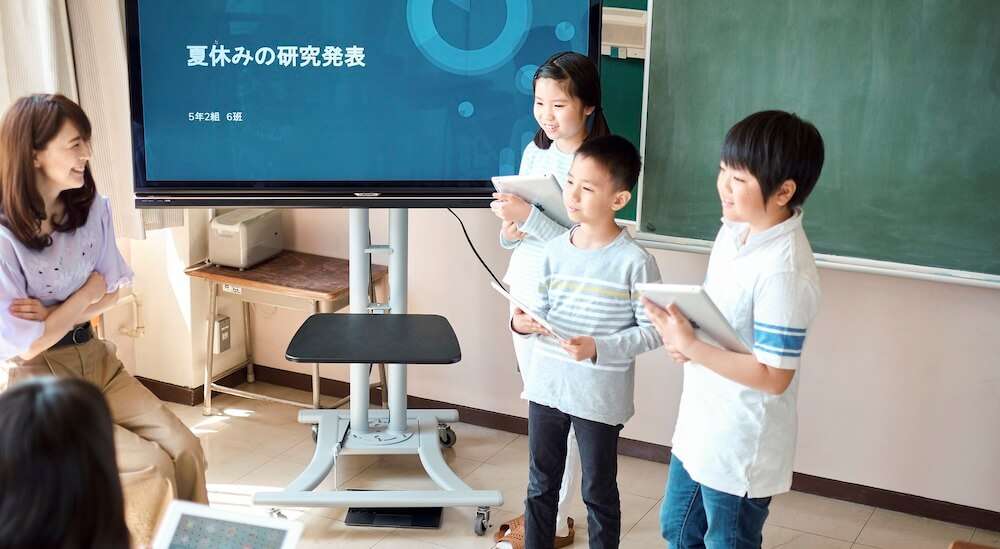電子黒板に画面を共有している様子