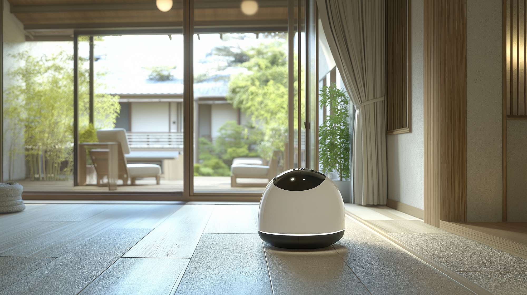 室内に置かれたロボット掃除機