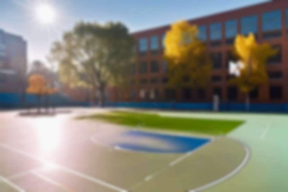 ぼやけた校庭と校舎