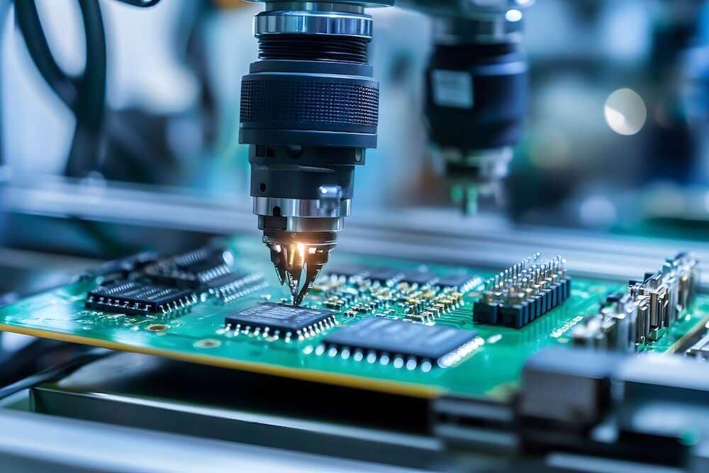 精密部品を組み立てるロボット