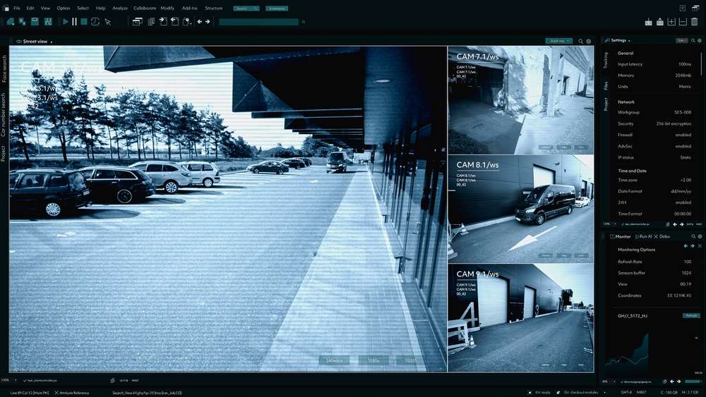 防犯カメラで撮影した駐車場の映像