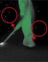 人の歩行による粒子の舞い上げ例