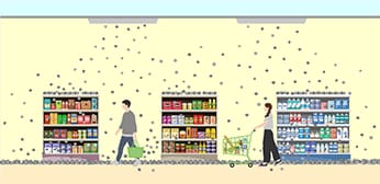 空気の流れで徐々に隅へと溜まる