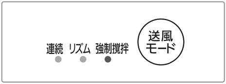連続、リズム、衣類乾燥または強制撹拌モードに切り替わります。