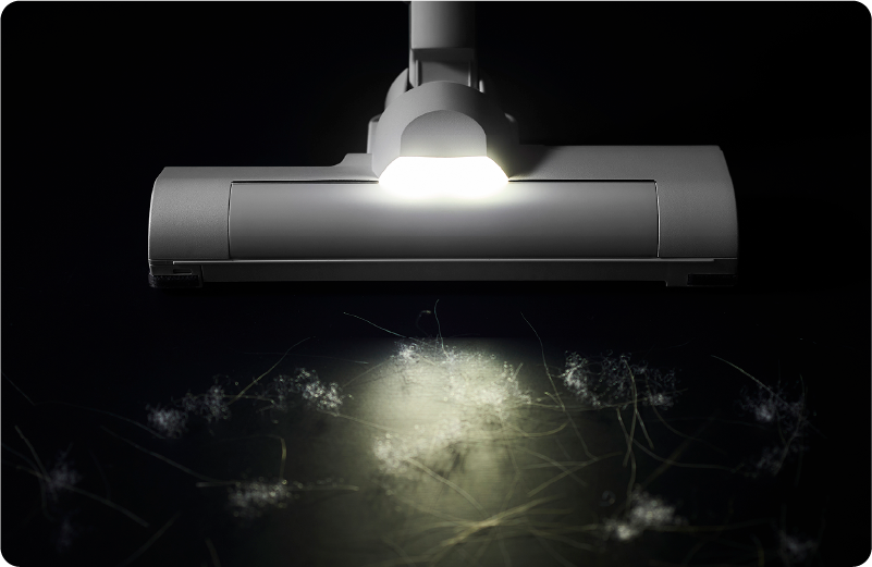 ゴミを照らし浮かび上がらせるLEDライト搭載