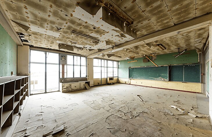 震災遺構荒浜小学校校舎1階の教室