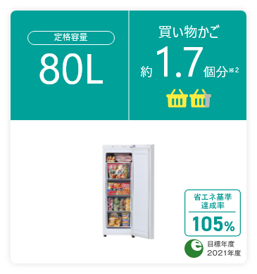 定格容量80l 買い物かご約1.7個分※2