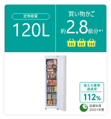 定格容量120l 買い物かご約2.8個分※1