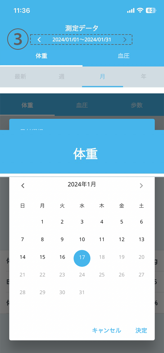 表示日付選択カレンダー