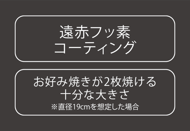 お好み焼きが２枚焼ける十分な大きさ