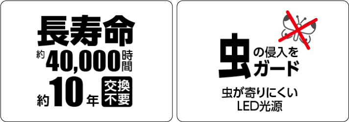 長寿命、虫の侵入をガード