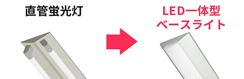直管蛍光灯からLED一体型ベースライトへ変更