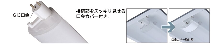 接続部をスッキリ見せる口金カバー付