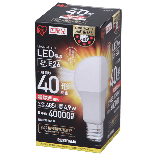 LDA5N-G-4T3・LDA5L-G-4T3 商品詳細｜LED電球｜LED照明｜アイリスオーヤマ