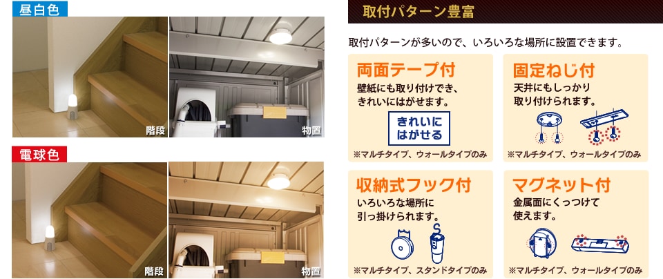 取付けパターン豊富