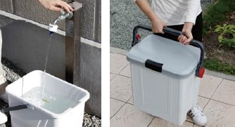 フタ付きのタンクで水がこぼれにくい