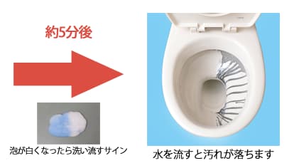 約5分後に流すだけで掃除が完了します
