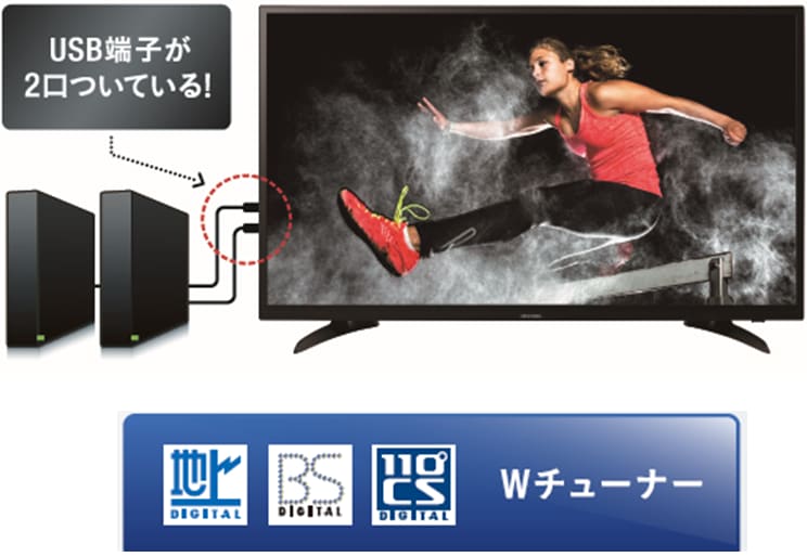 HDDを2台接続可能