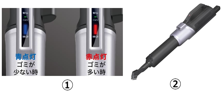 ほこり感知センサー付き、ハンディタイプとしても使用可能
