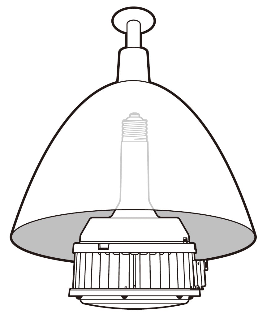 既存の笠付器具に使用可能