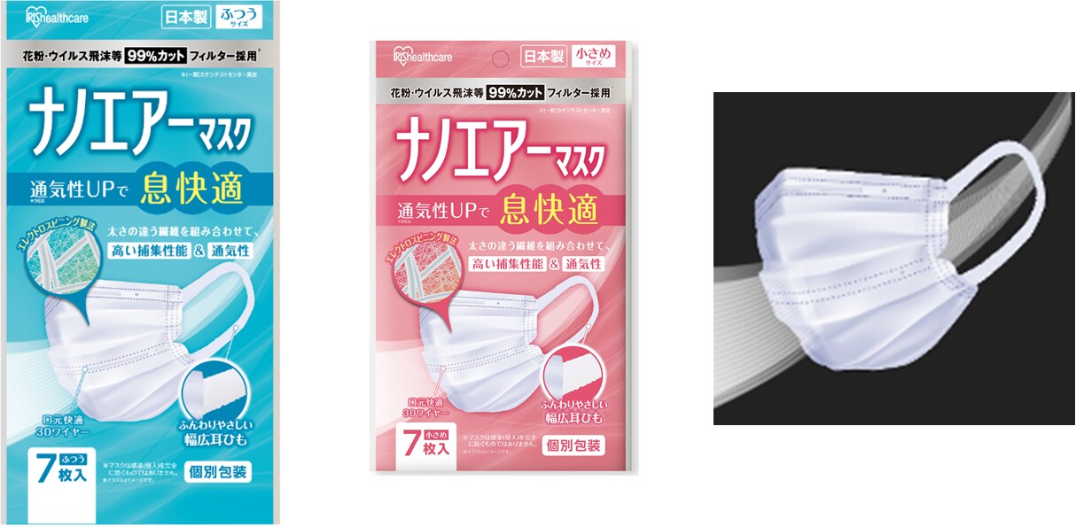 捕集性能を保ちながら息がしやすい 着用時の息苦しさや蒸れを緩和する国産「ナノエアーマスク」を発売