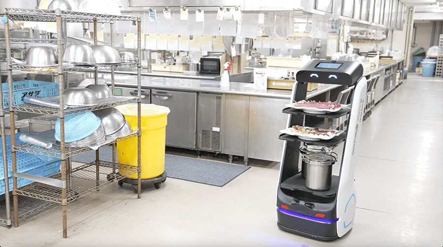 湯快リゾート 片山津温泉 NEW MARUYAホテルで料理を運ぶ Keenbot アイリスエディション