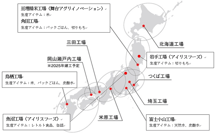 食品の生産体制国内位置図