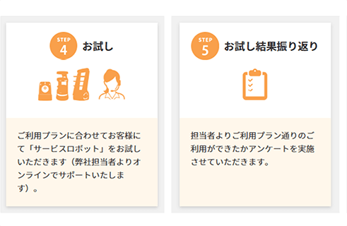 お試し利用の流れ お試し・お試し結果振り返り
