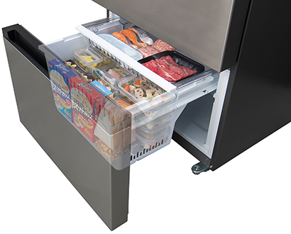 66Lスリムながら買い物かご約1.5個相当の冷凍食品が収納可能