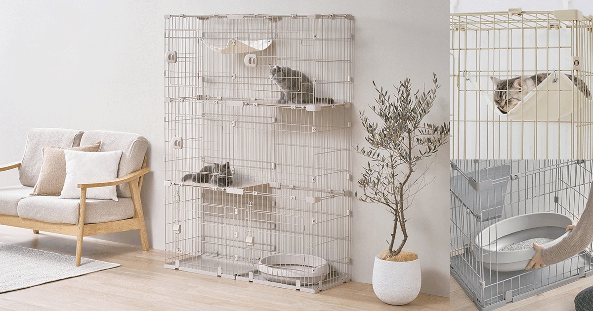 狭い家でも、猫との暮らしを“スぺパ”で快適に「広々スリムキャットケージ」を新発売　従来品に比べて約30%奥行スリム