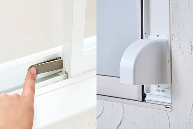 付属する補助鍵と雨除けカバー