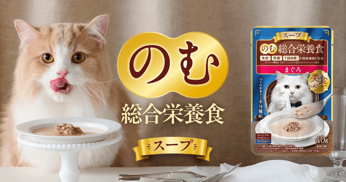 不足しがちな猫の水分補給をサポート “のむ総合栄養食”「美食メニュー　スープ」を発売