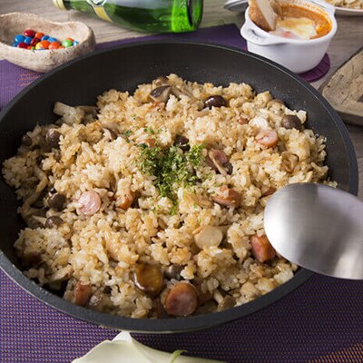 甘栗ときのこの秋の味覚ピラフ