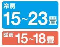 冷房15~23畳 暖房15~18畳