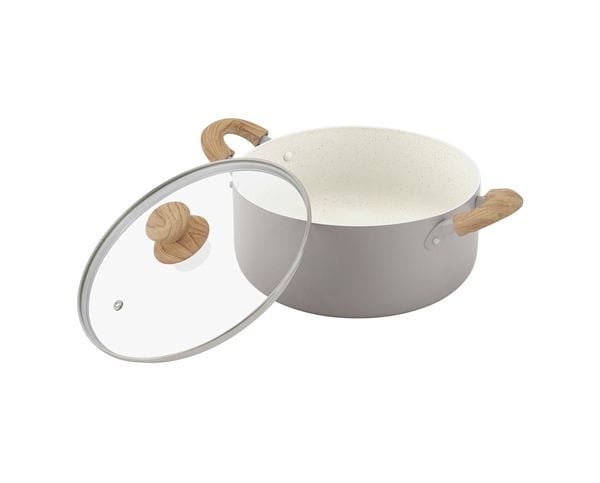 ナチュかる両手なべ24cm IH・ガス火対応 NTL-P24 パールグレー×アイボリー