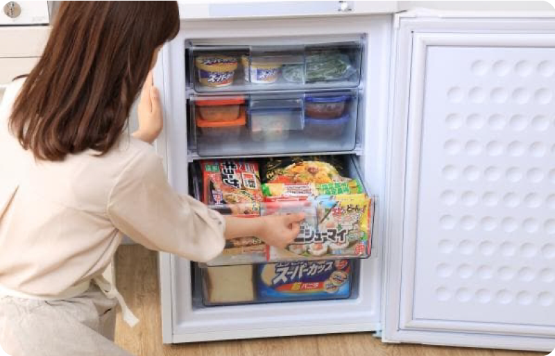 冷凍食品ストックがたっぷり収納できる