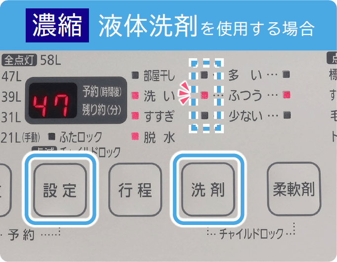 液体洗剤を使用する場合
