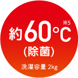 約60℃(除菌)洗濯容量2kg※5